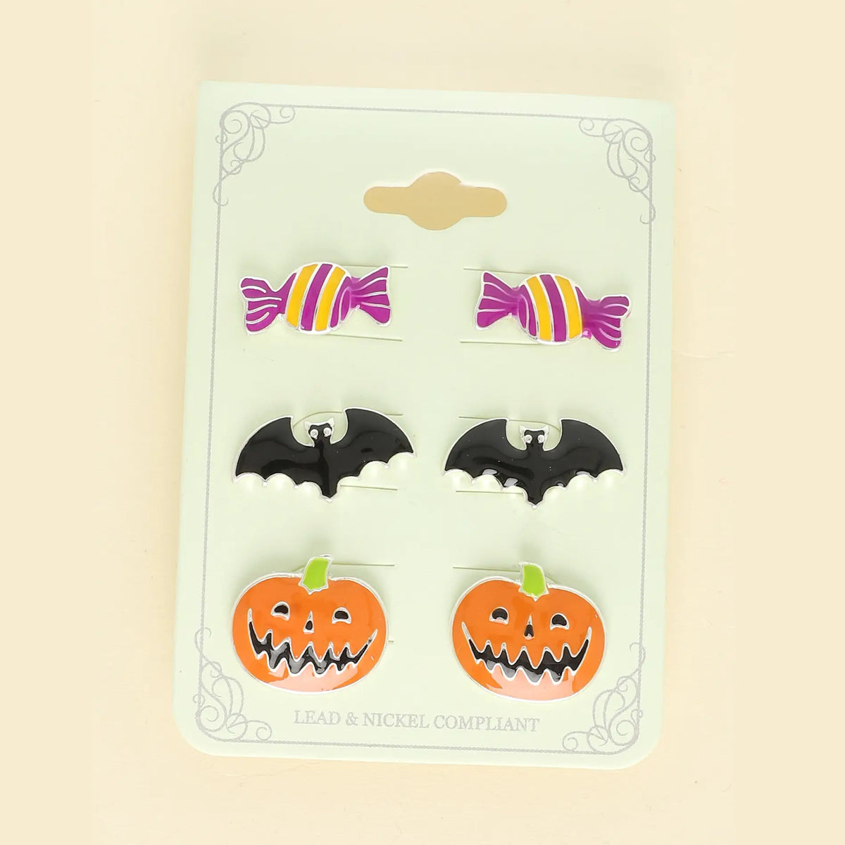 3-Pack Halloween Theme Epoxy Post Earrings
