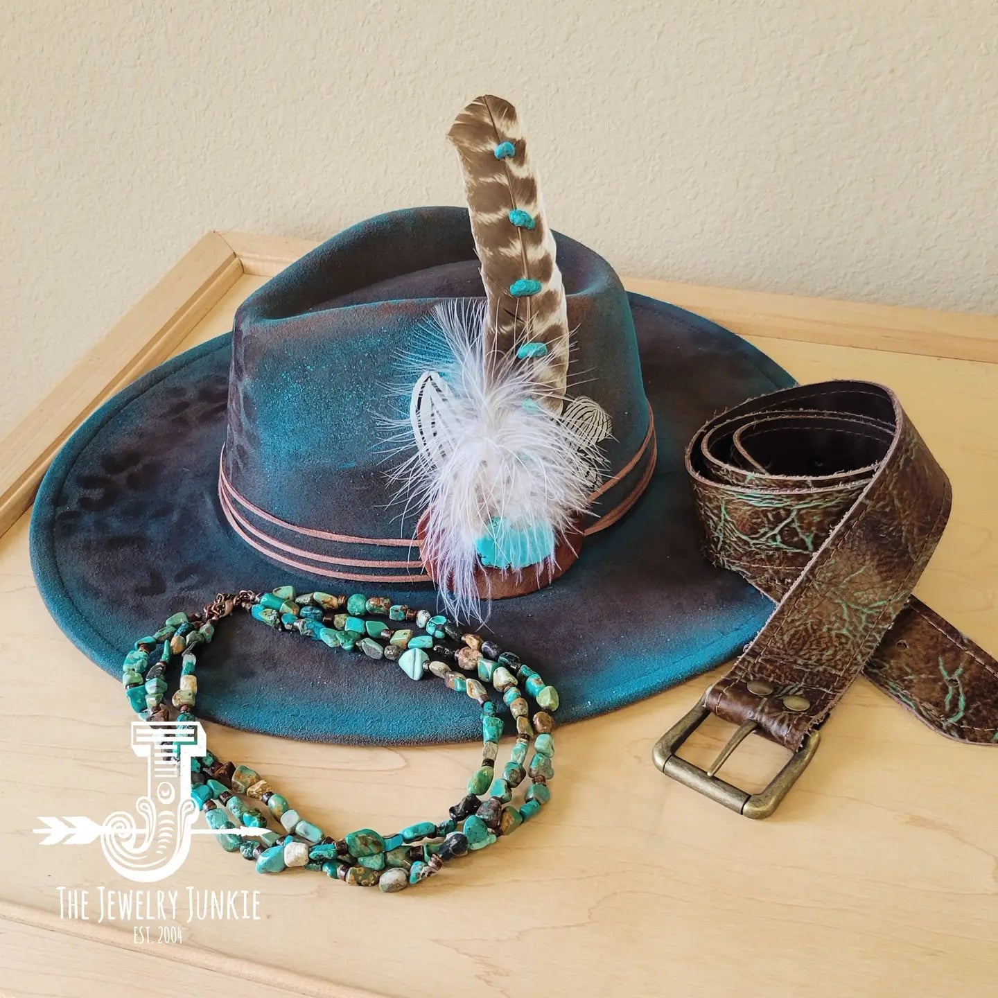Genuine Hubei Turquoise & Copper Triple Strand Necklace