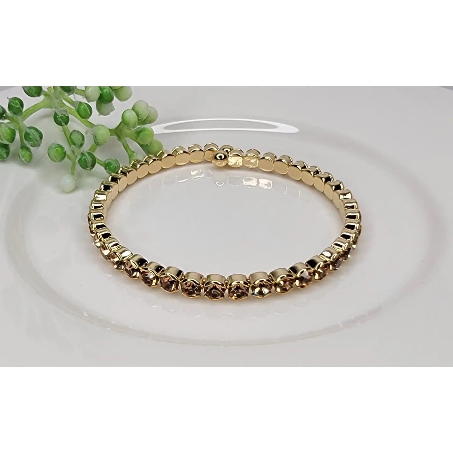 Stackable Gold Metal Bracelet-Lt Topaz