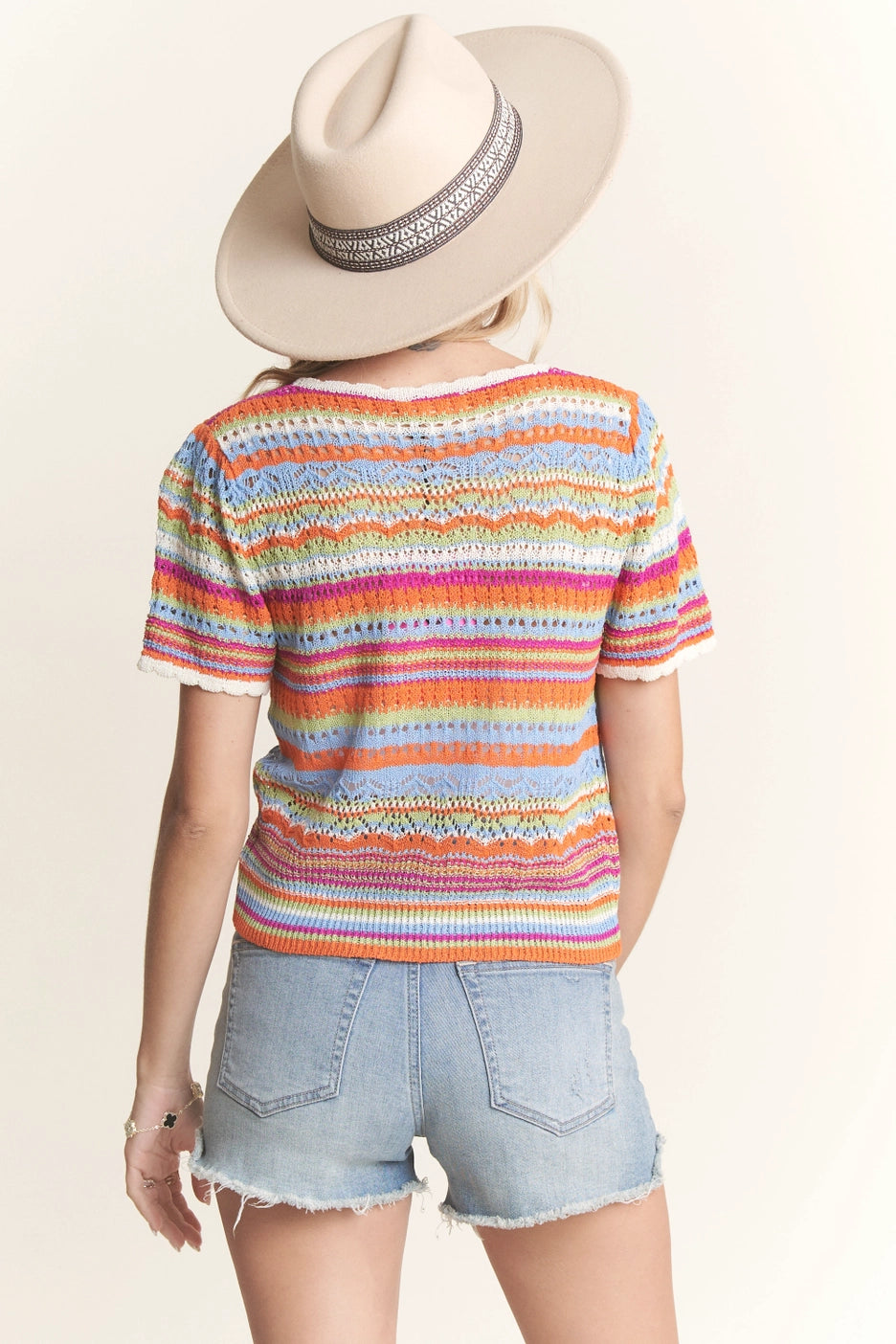 Kayla Multicolor Stripe Crochet Top