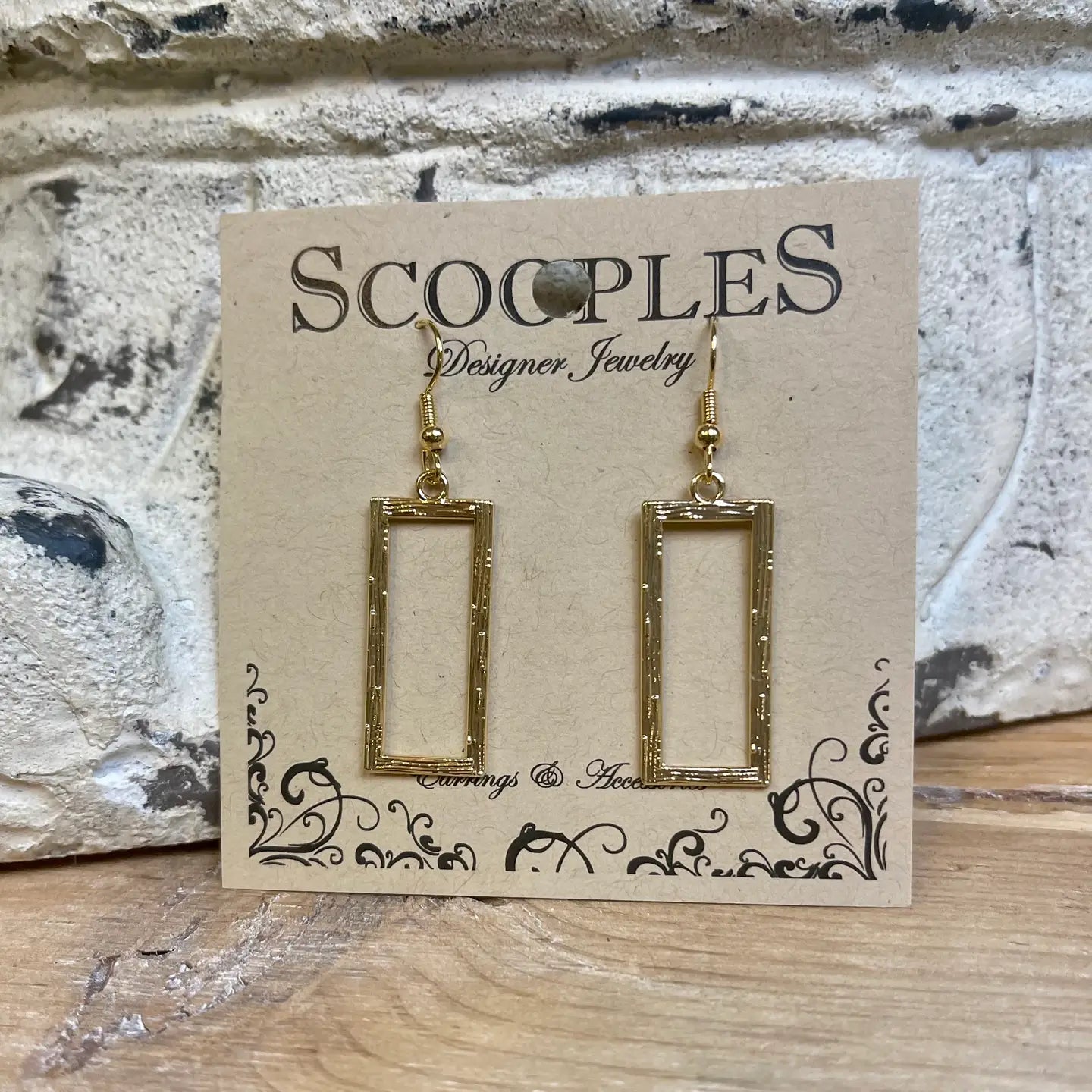 Scooples Gold Rectangle Earrings