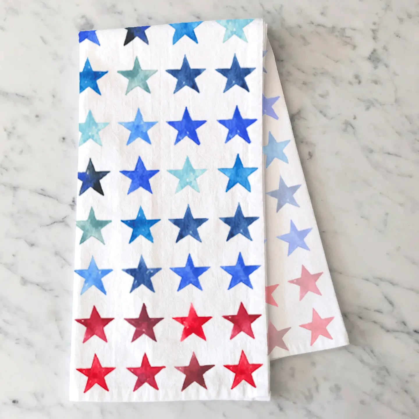 Red & Blue Stars Patriotic Fourth of July Summer Tea Towel