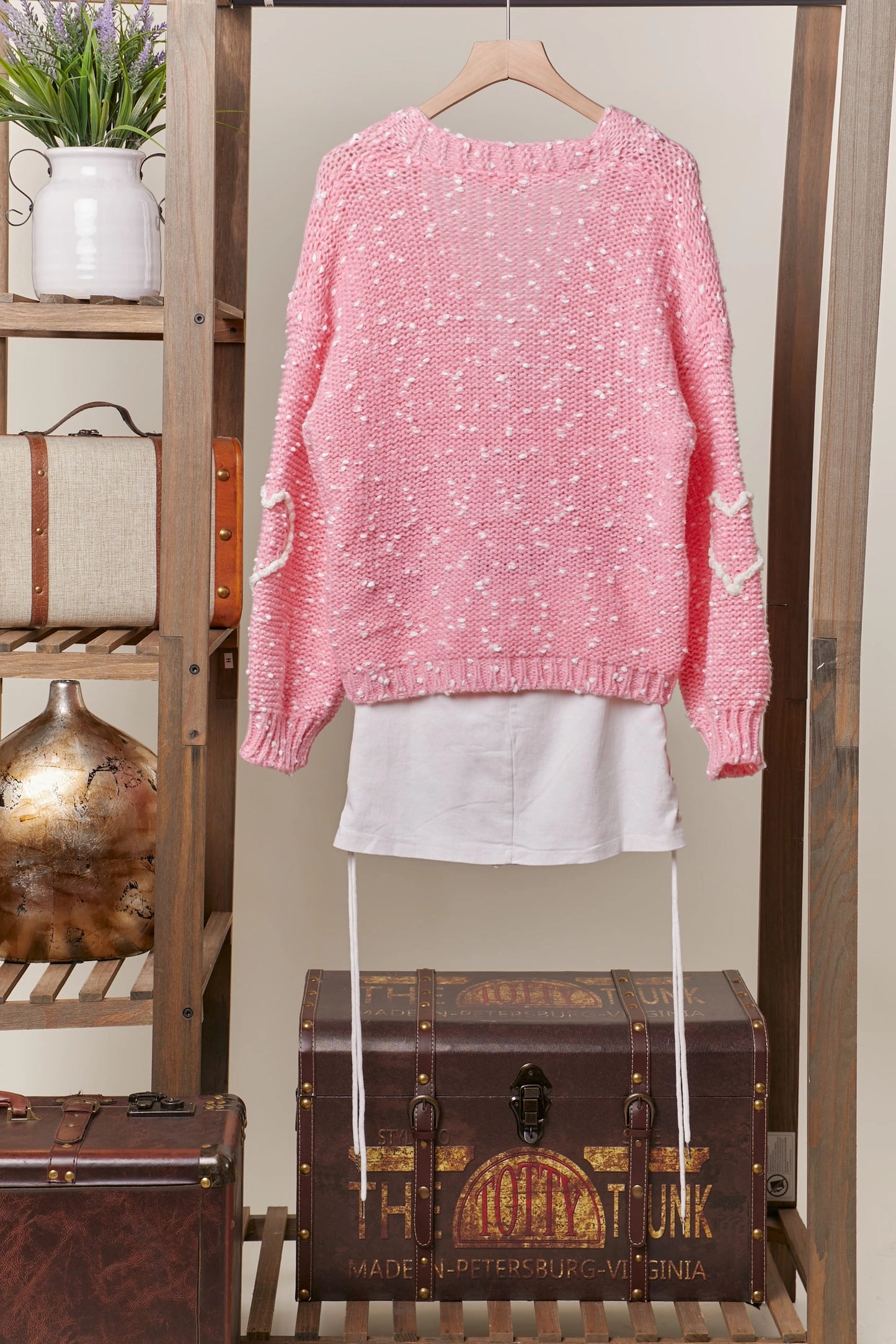 Lola Cardigan with Heart Overstitch-Pink