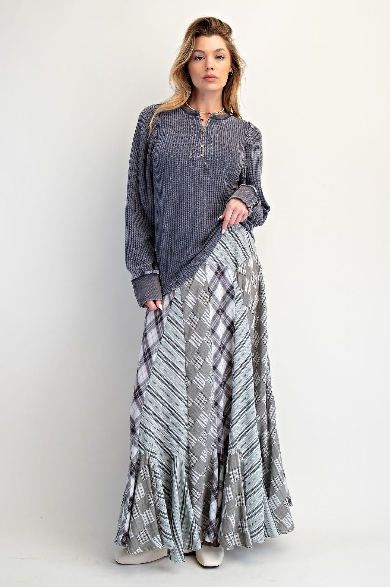 Jolie WASHED THERMAL HENLEY TOP-DkNvy