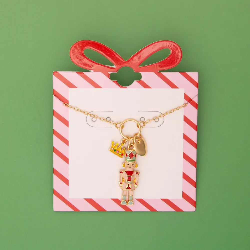 Christmas Enamel Nutcracker Charm Necklace