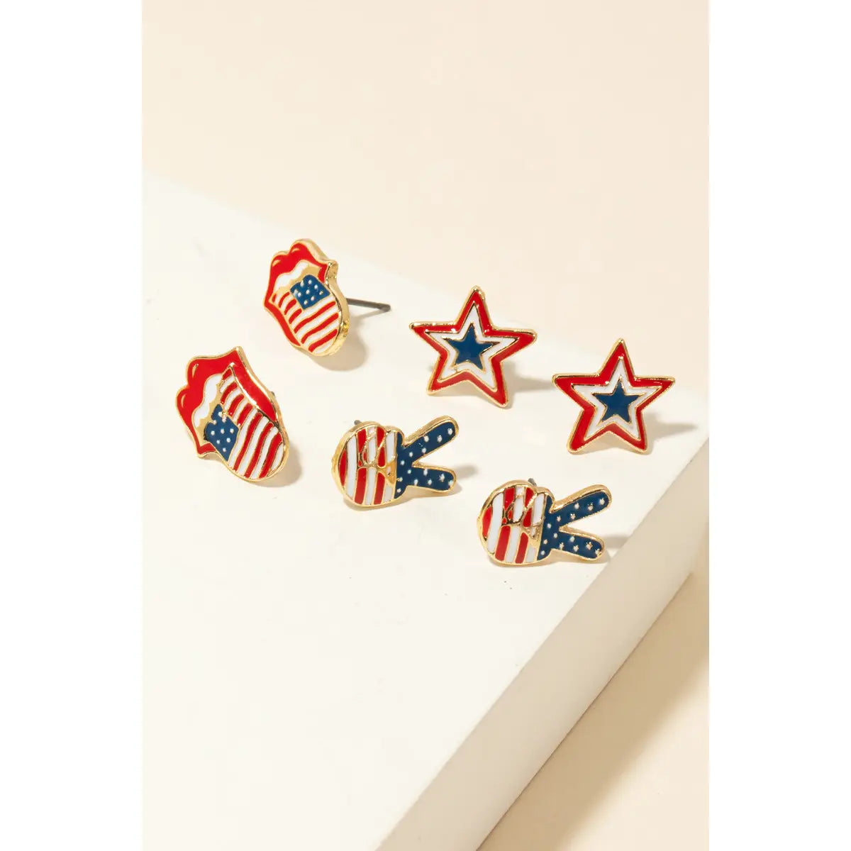 Assorted American Theme Epoxy Stud Earrings