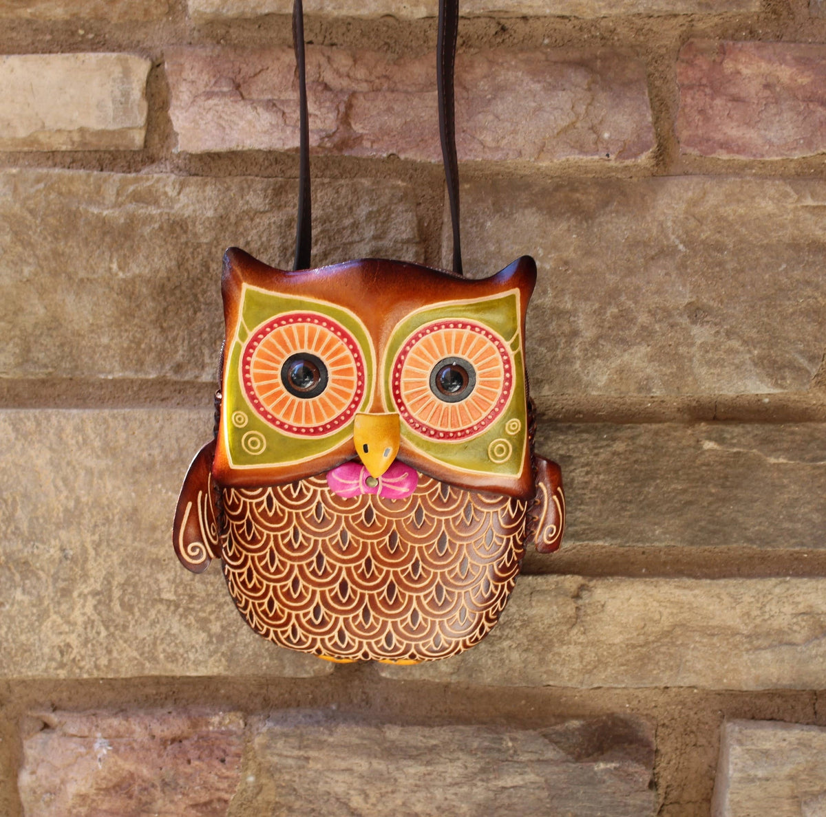 Leather Owl Backpack Cross-Body Purse Multi Use