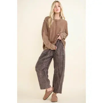 Mineralwashed Everyday Corduroy Barrel Pants-Ash Oak