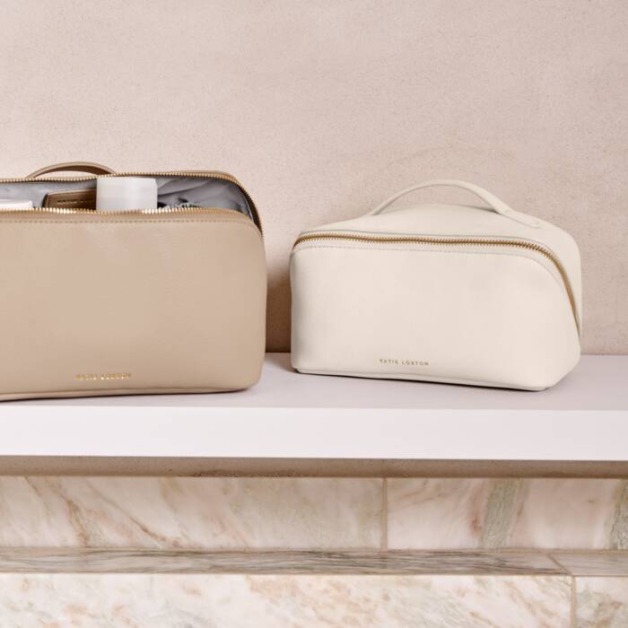 Katie Loxton Medium Make Up & Wash Bag-Off White