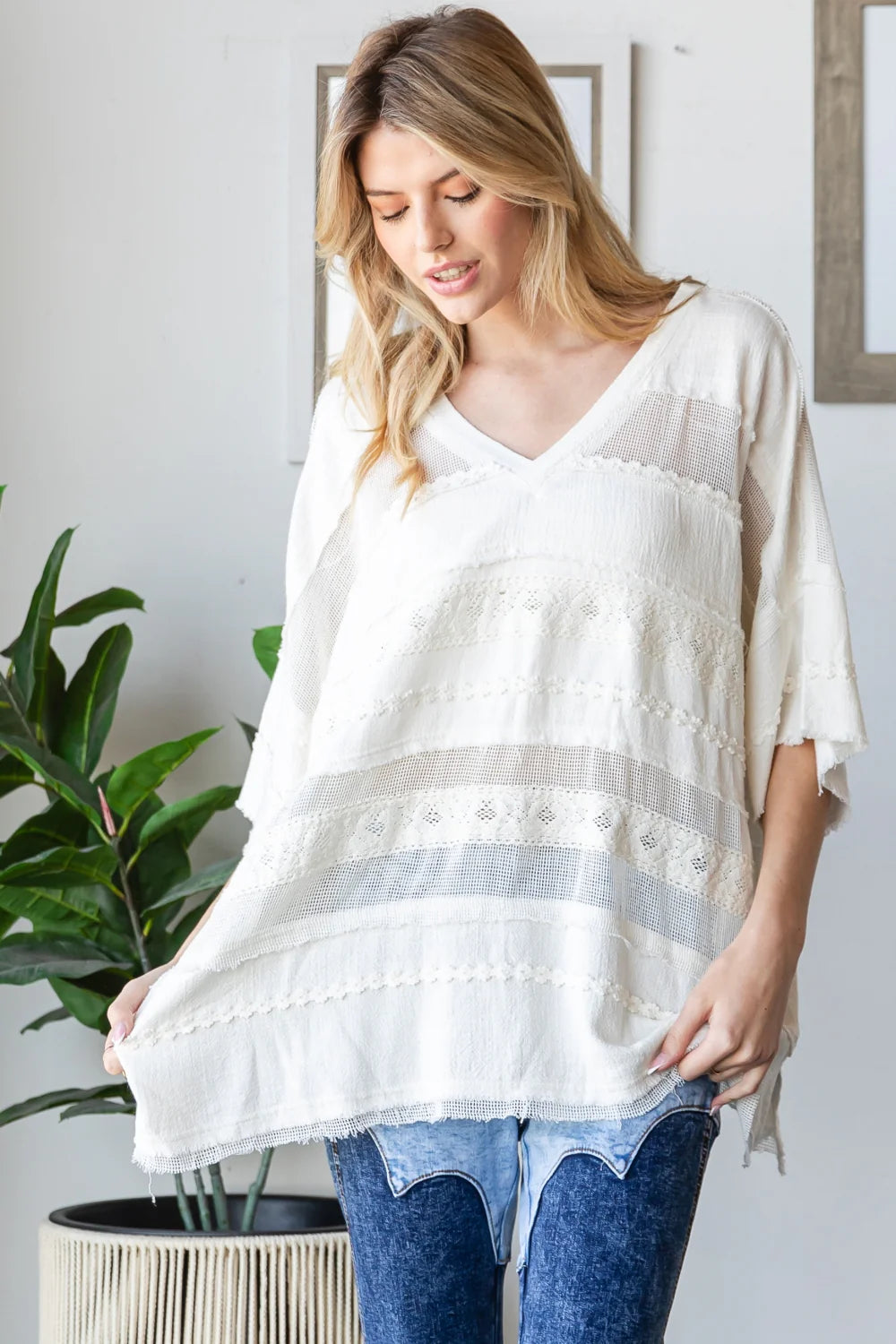 Marla Washed Fabric Mixed Top