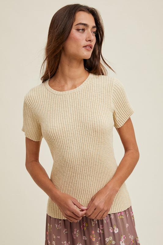 Ellie Ribbed Top-Oatmilk