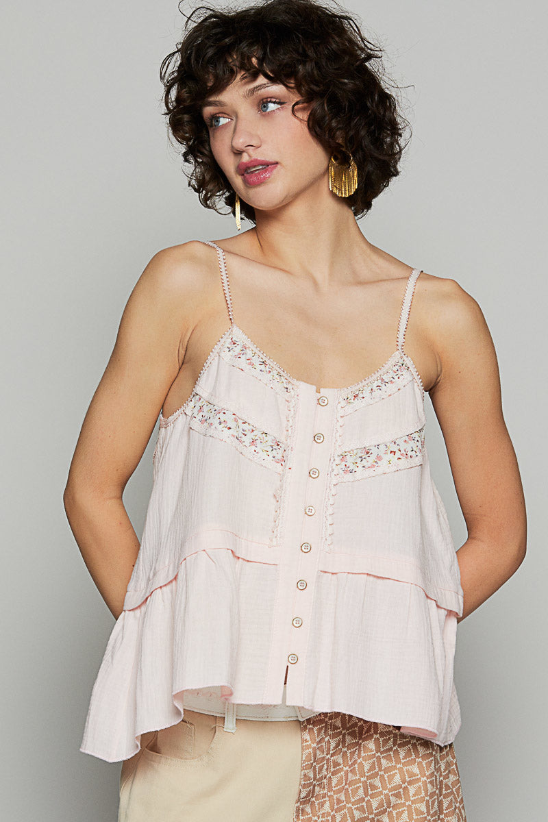 Portia Round Neck Sleeveless Top-Baby Pink