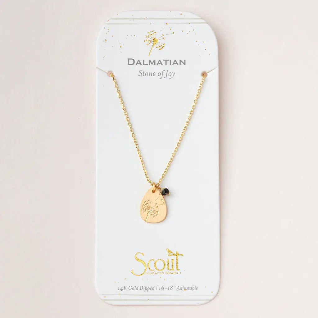 Stone Intention Charm Necklace - Dalmatian/Gold