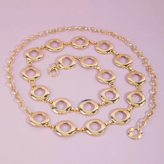 Circle Cutout Disc Chain Belt-Gold