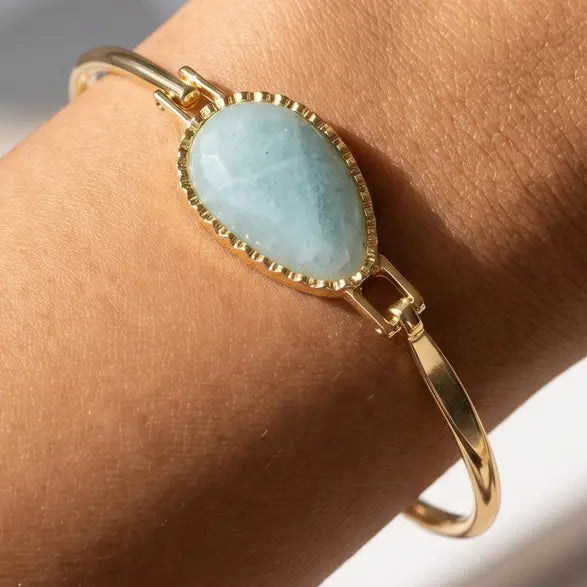 Semi Precious Stone Teardrop Bangle Bracelet-GDTQ