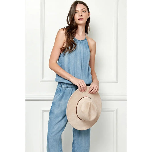 Sleeveless Cropped Tencel Jumpsuit
