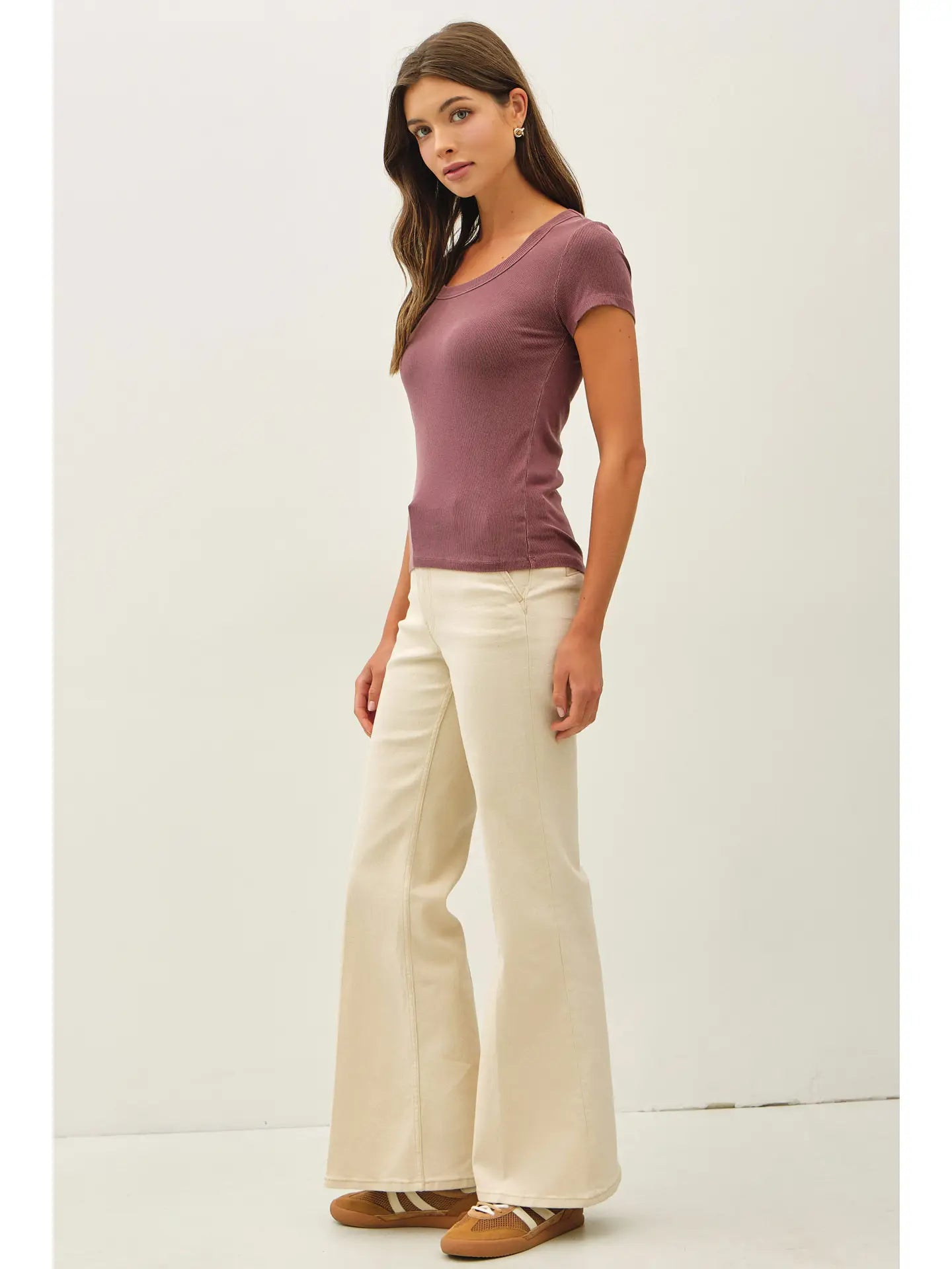 Ultra Soft Basic Scoop Neck Baby Tee-Sepia