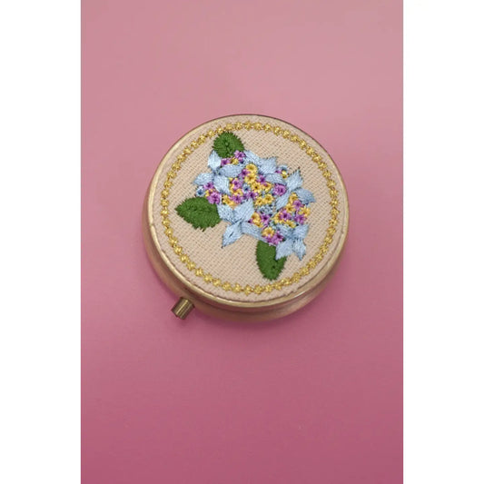 Floral Embroidery Jewelry Organizer with Mirror