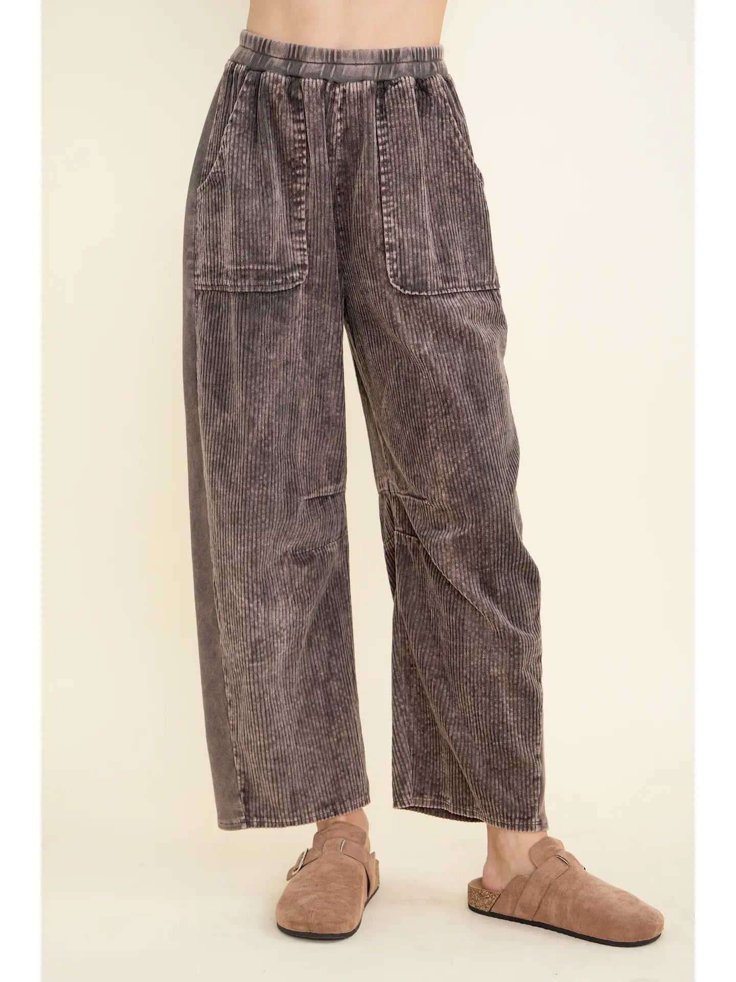 Mineralwashed Everyday Corduroy Barrel Pants-Ash Oak