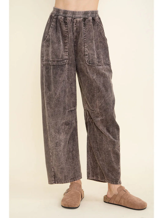 Mineralwashed Everyday Corduroy Barrel Pants-Ash Oak