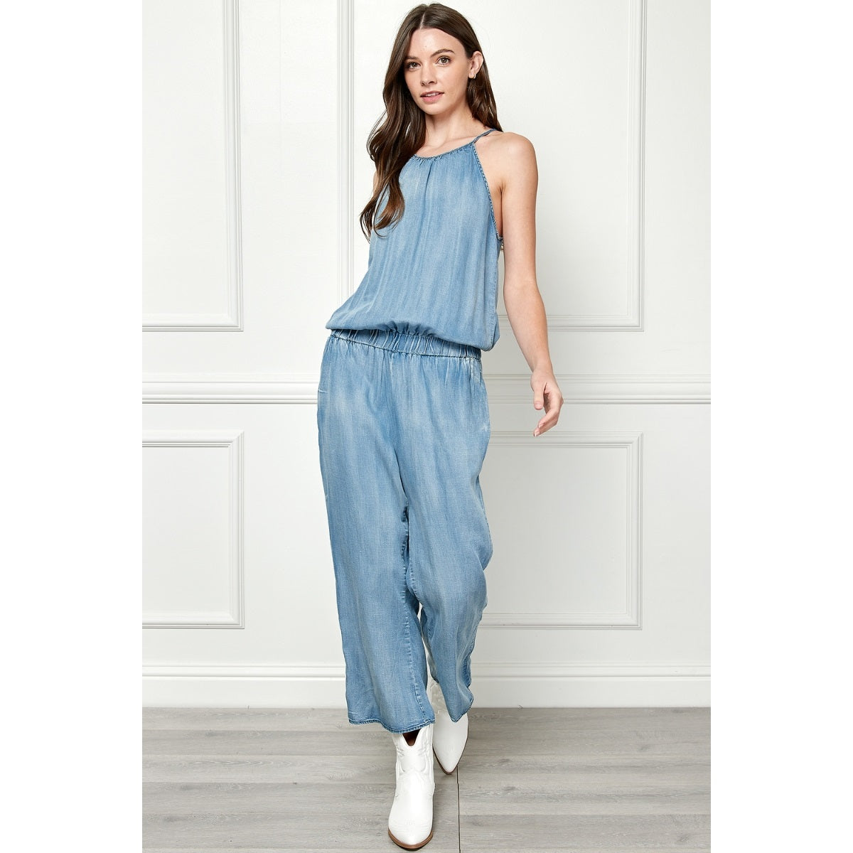 Sleeveless Cropped Tencel Jumpsuit