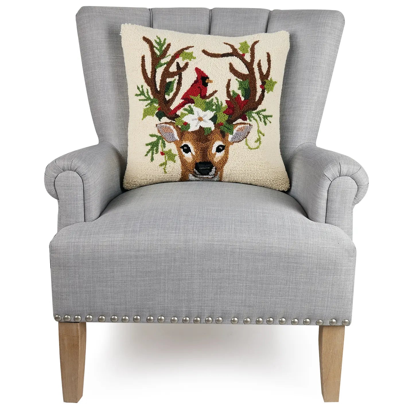 Reindeer and Cardinal Hook Pillow