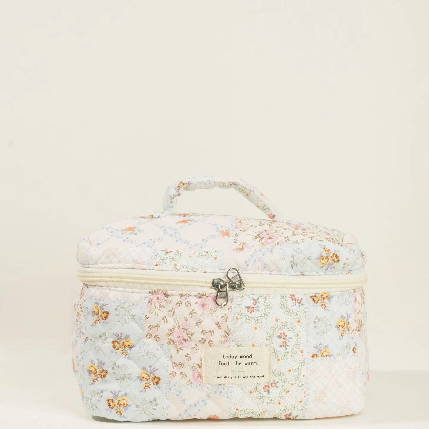 Butterfly Floral Print Puffer Make Up Bag-Large