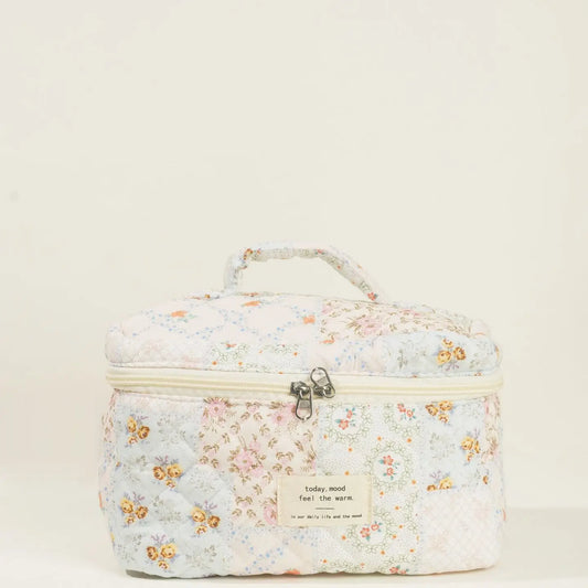 Butterfly Floral Print Puffer Make Up Bag-Large
