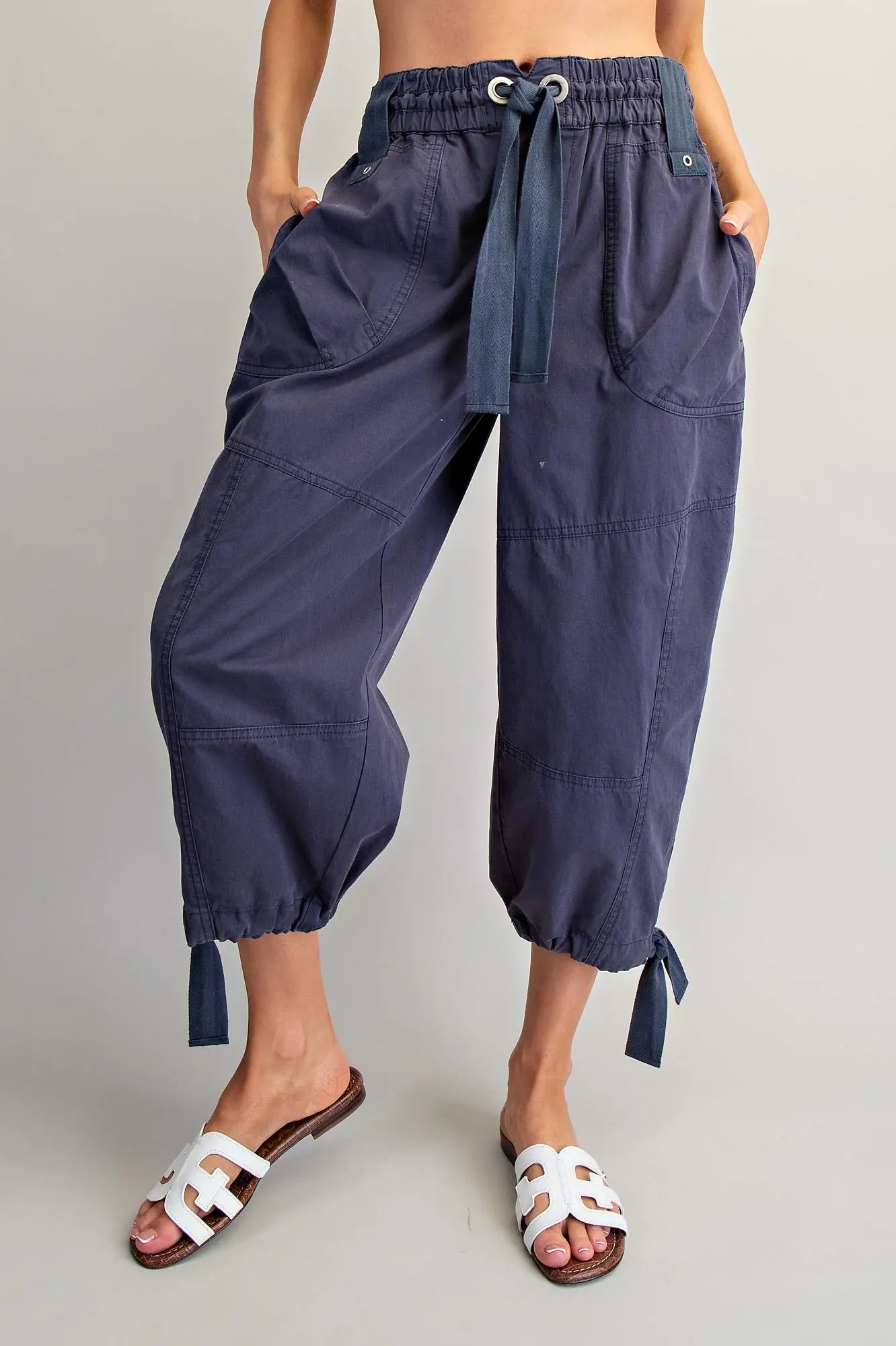 Ashland Mineral Washed Tied Cuff Jogger Pants-Navy