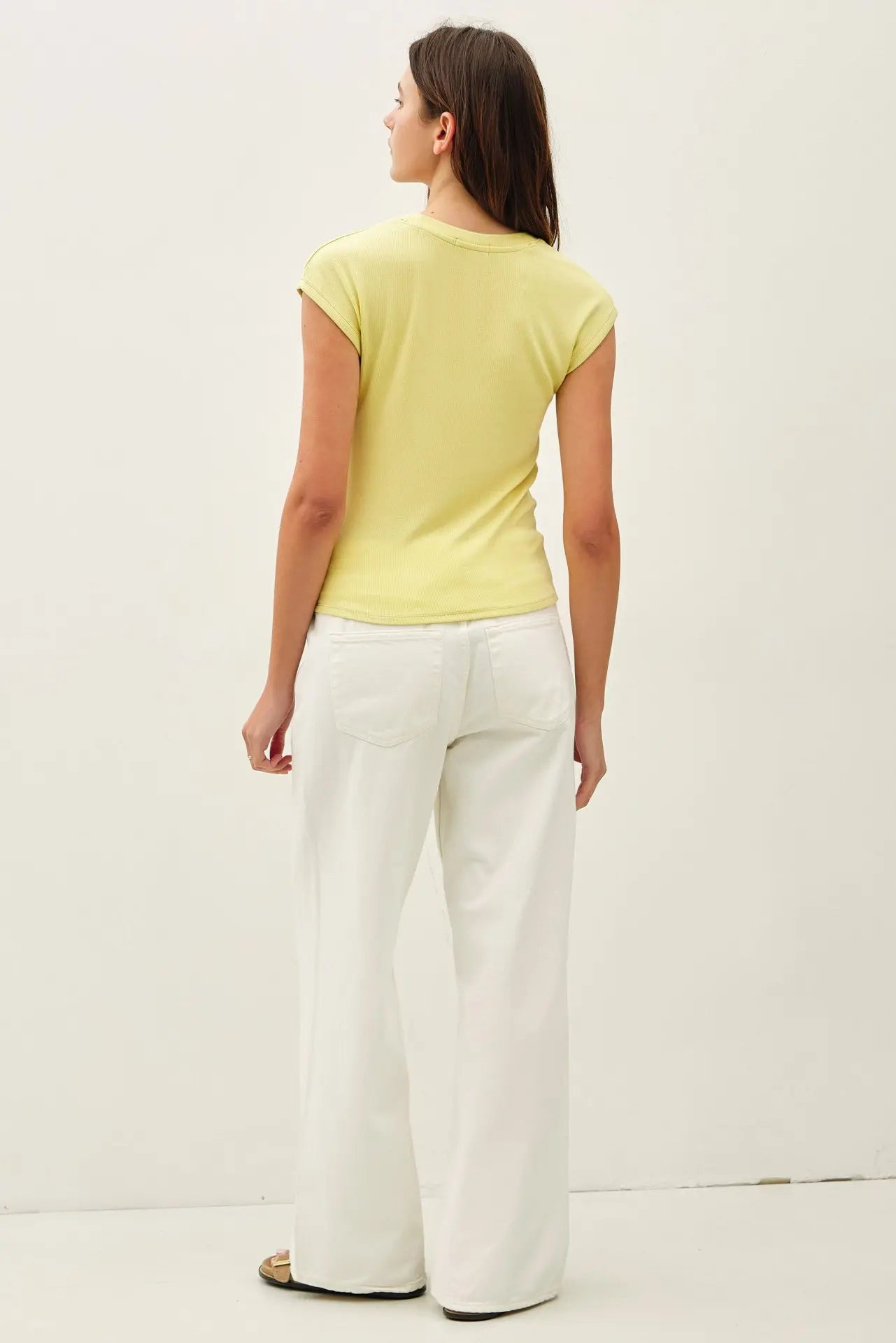 RIBBED SCOOP NECK CAP SLEEVE MODAL TOP-Acacia