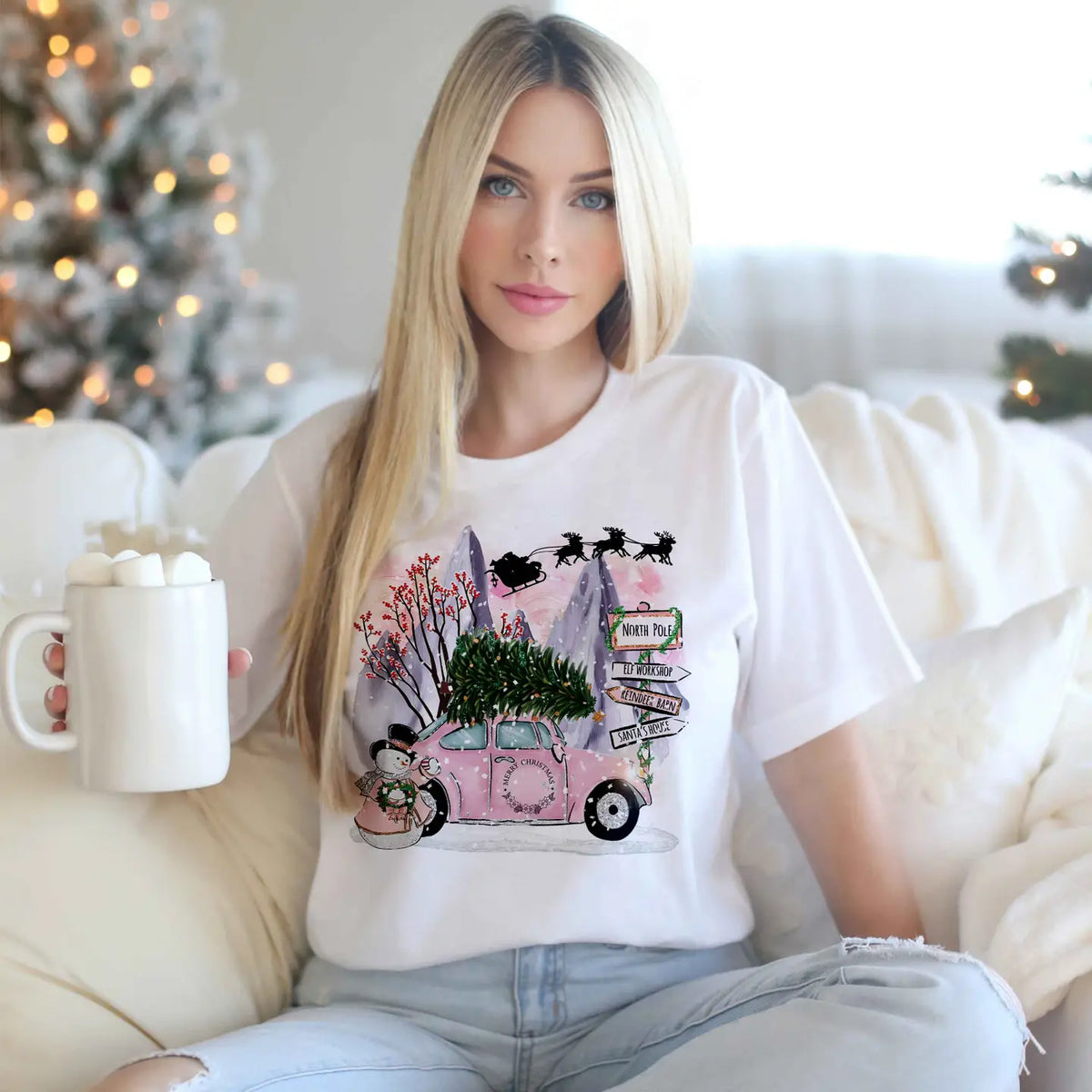 Christmas Pink Bug Tee