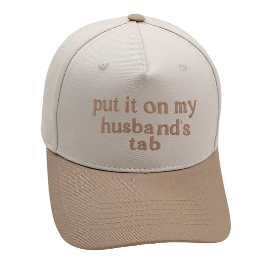 Put it on my Husband's Tab-Color Block Letter Embroidered Baseball Cap