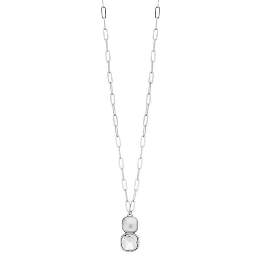 Dome Silver Clear Necklace