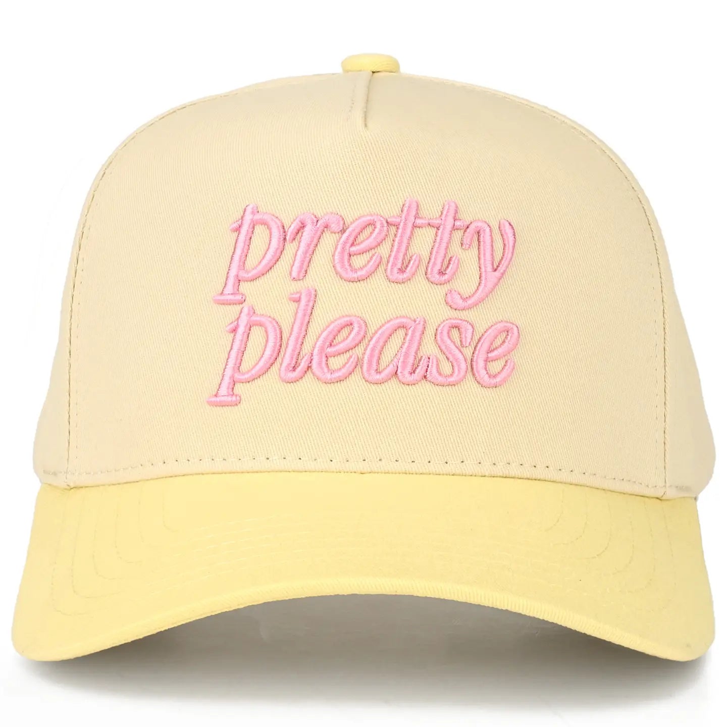 C.C Pretty Please Letter Embroidered On Two Tone Trucker Hat