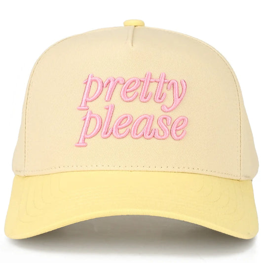 C.C Pretty Please Letter Embroidered On Two Tone Trucker Hat
