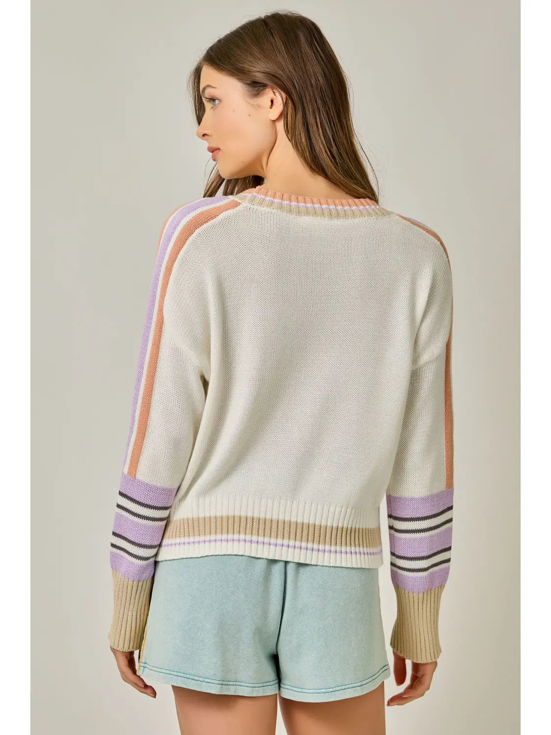 Forelle Color Block Pullover Sweater-Off White Mix