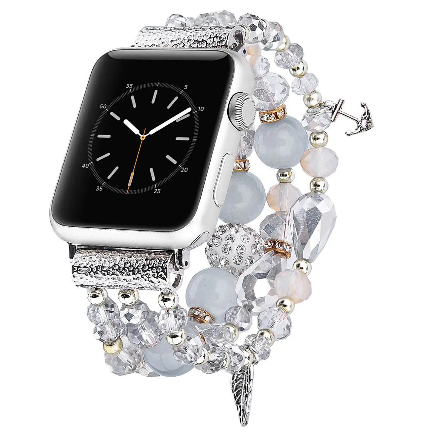 Beaded Apple Watch Bracelet-Light Blue Infinity