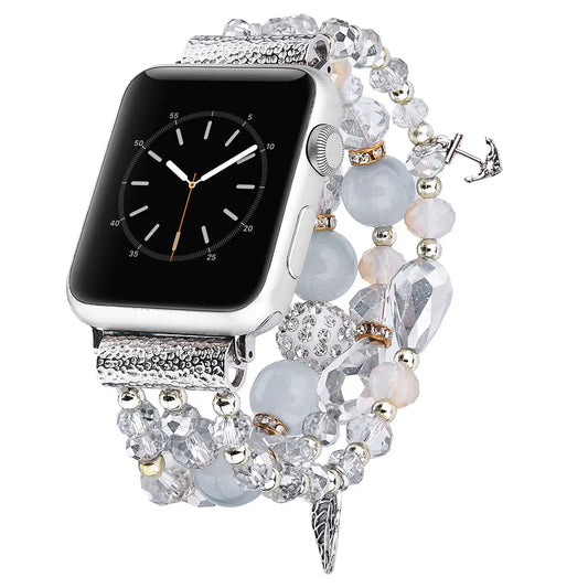 Beaded Apple Watch Bracelet-Light Blue Infinity