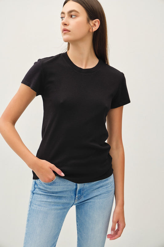 Casey CLASSIC COTTON BLEND CREWNECK T-SHIRT-Black
