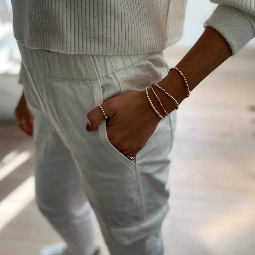 Kylar Mack 6.5" 3mm White Pearl Bracelet