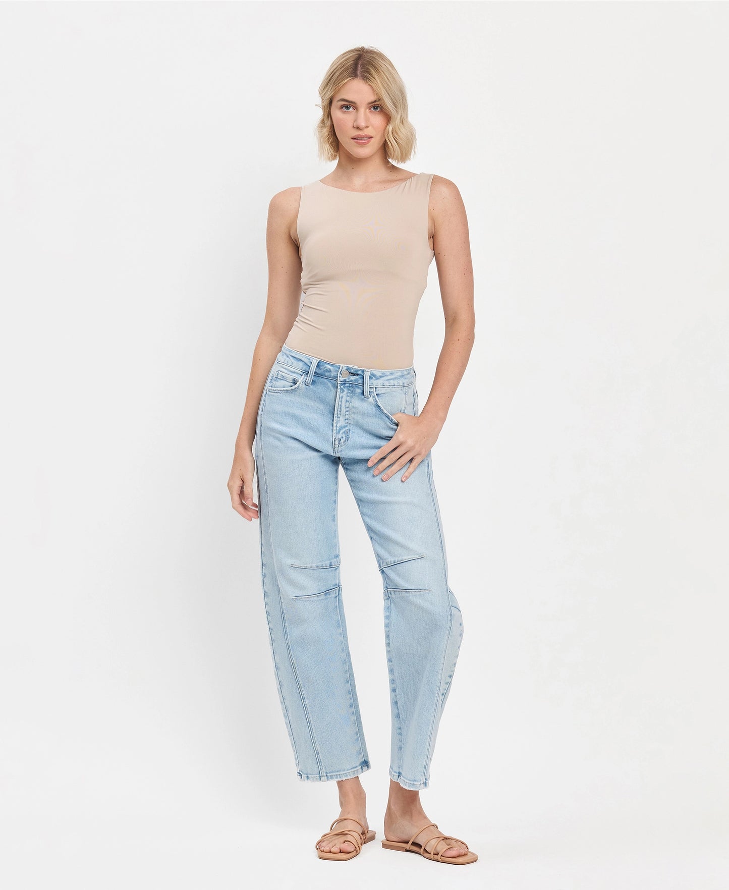 Mila High Rise Light Wash Barrel Leg Jeans