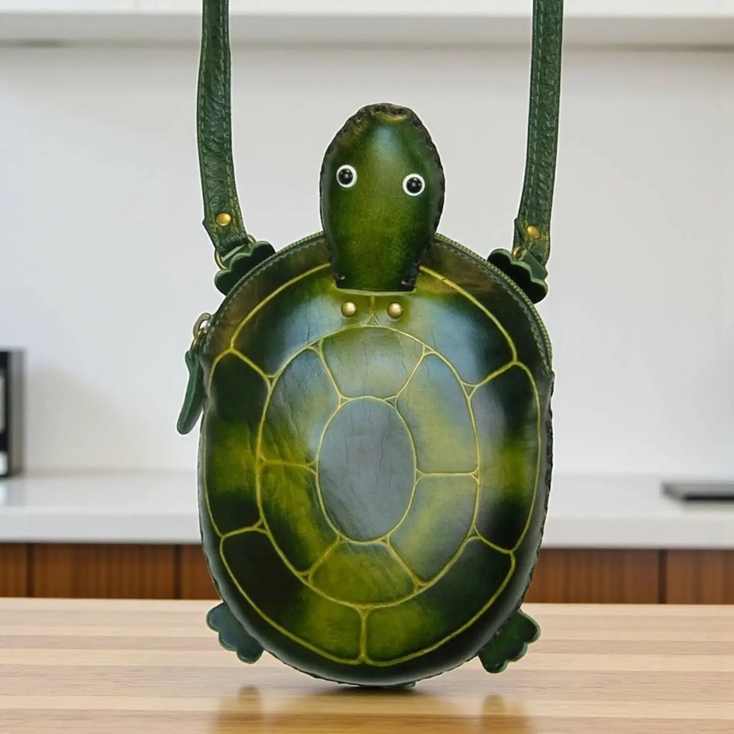 Leather Turtle Pouch Purse Crossbody