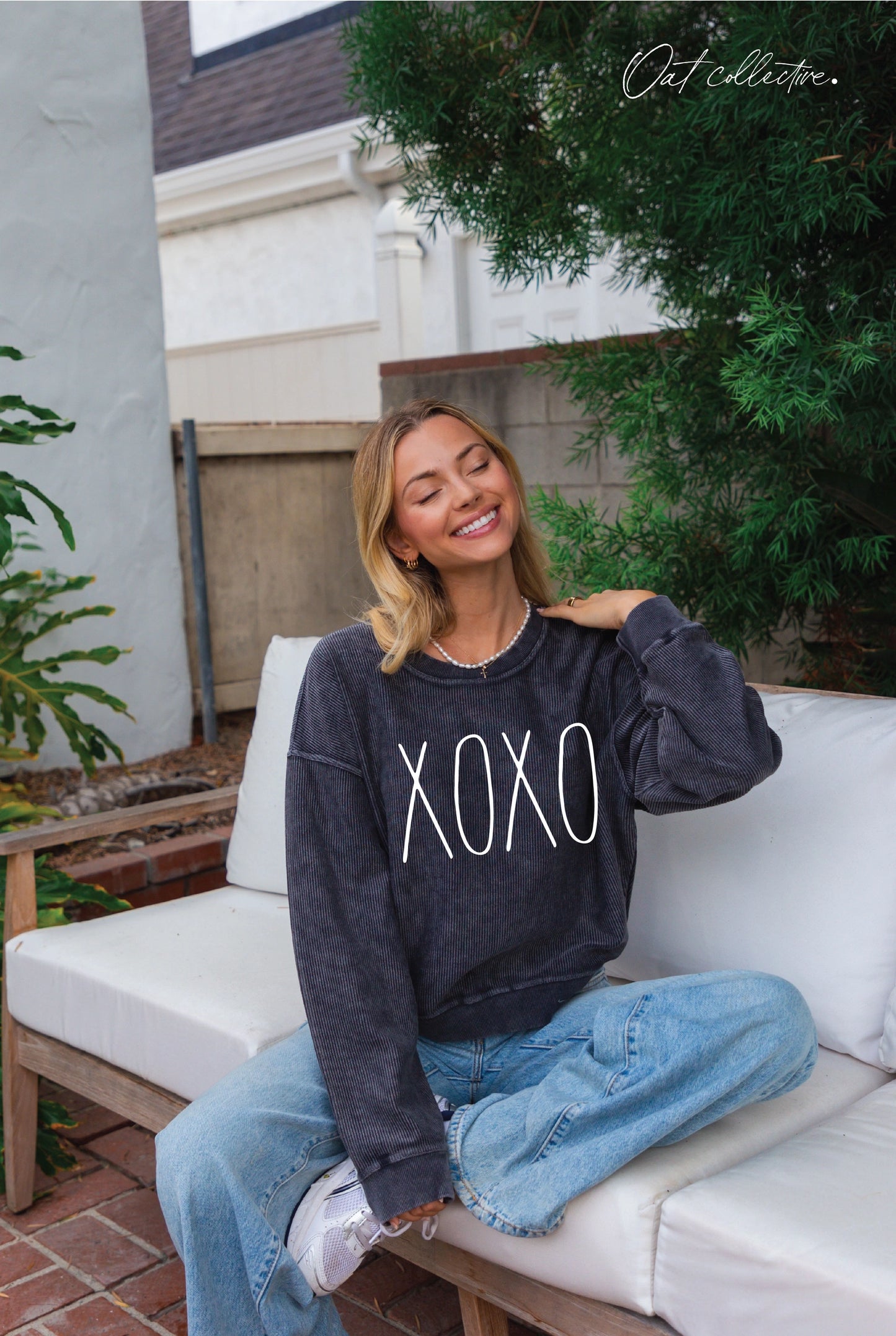 Xoxo Cropped Thermal Vintage Pullover-Urban Pink
