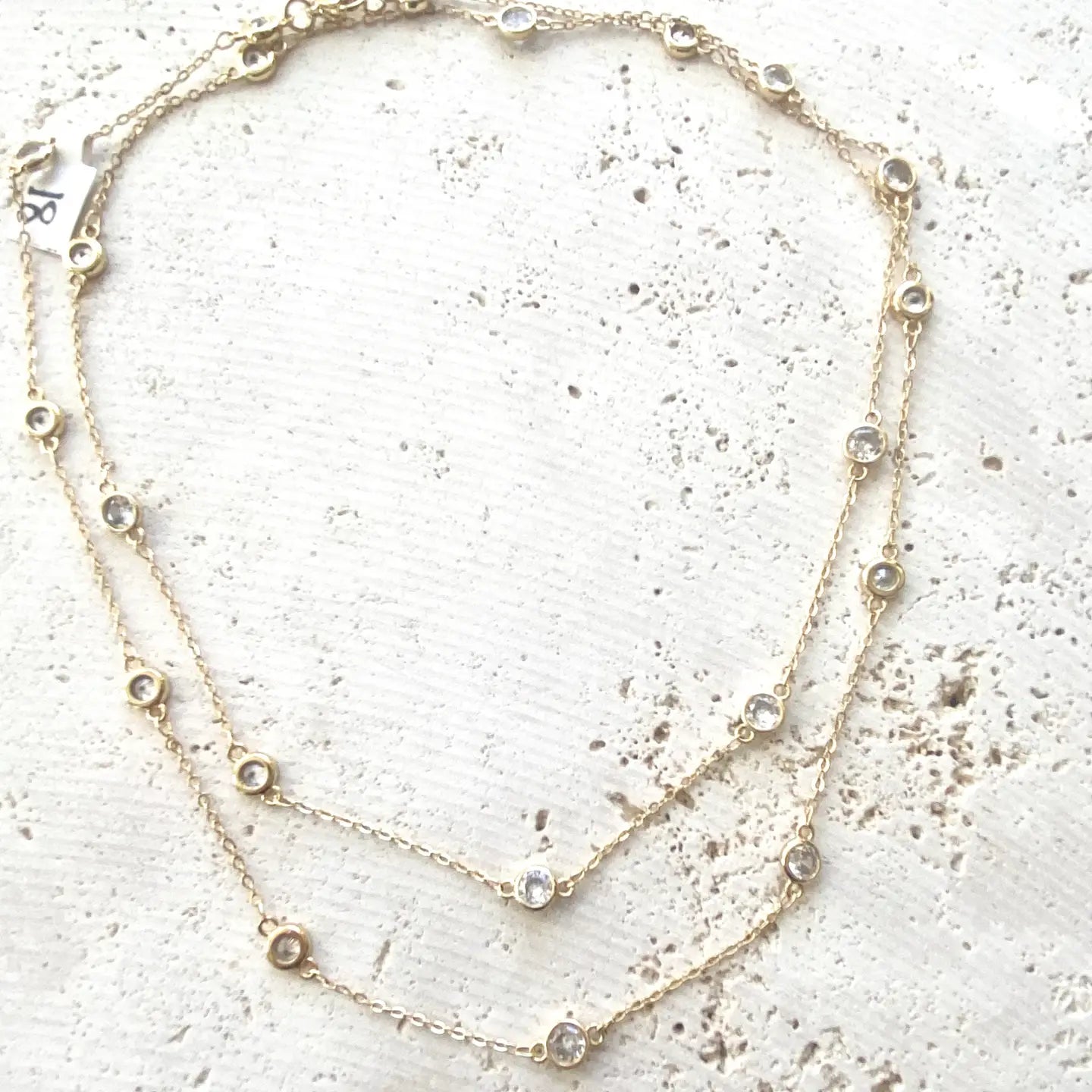 Long Gold Crystal Layering Necklace