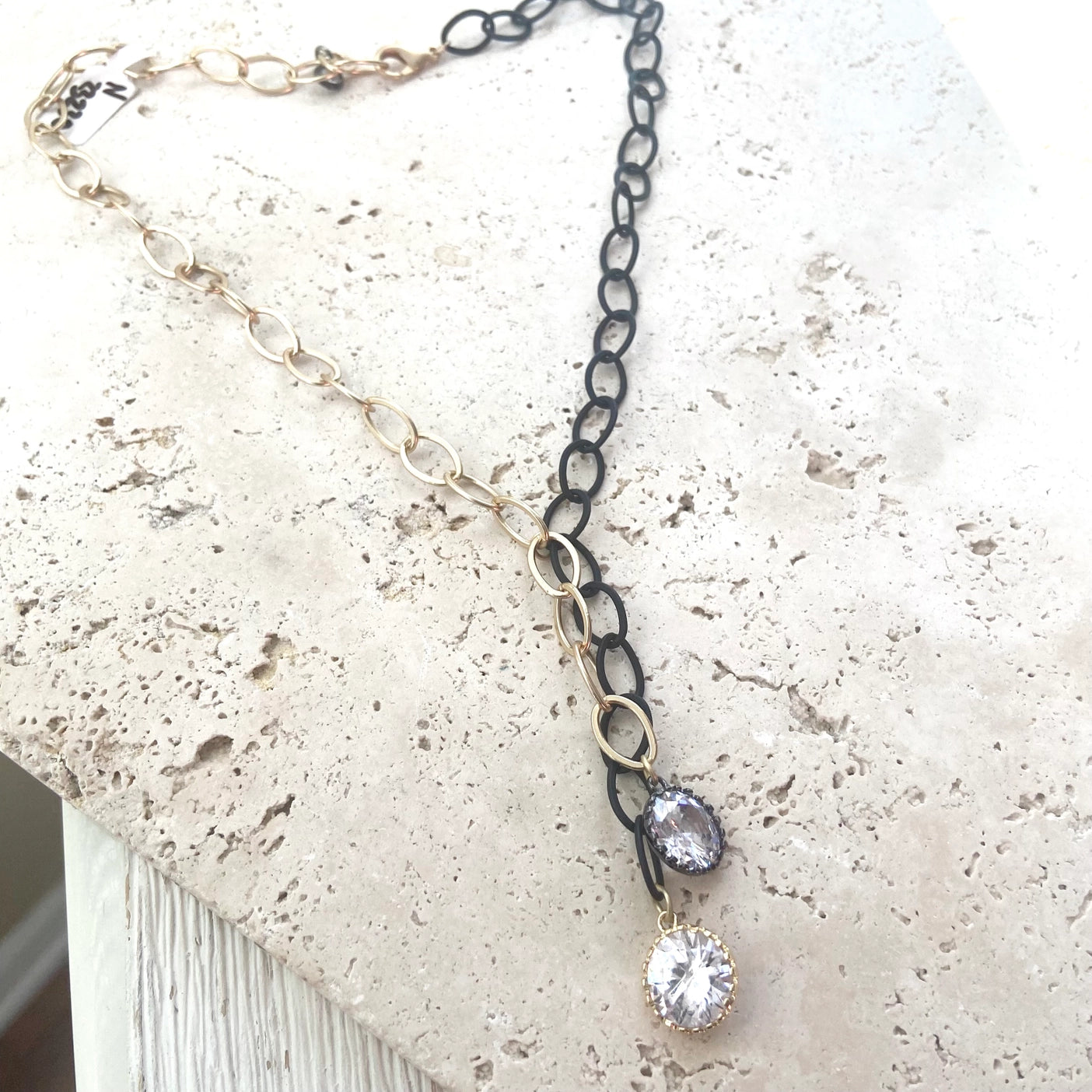 Mixed Metal Matte Gold Matte Black Necklace