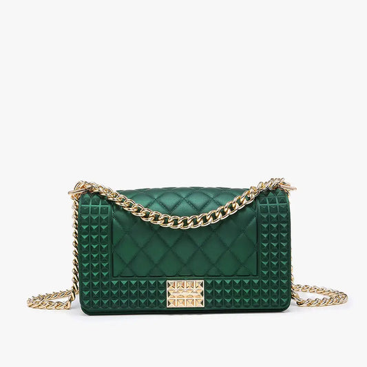 Donna Studded Chain Crossbody-Hunter Green