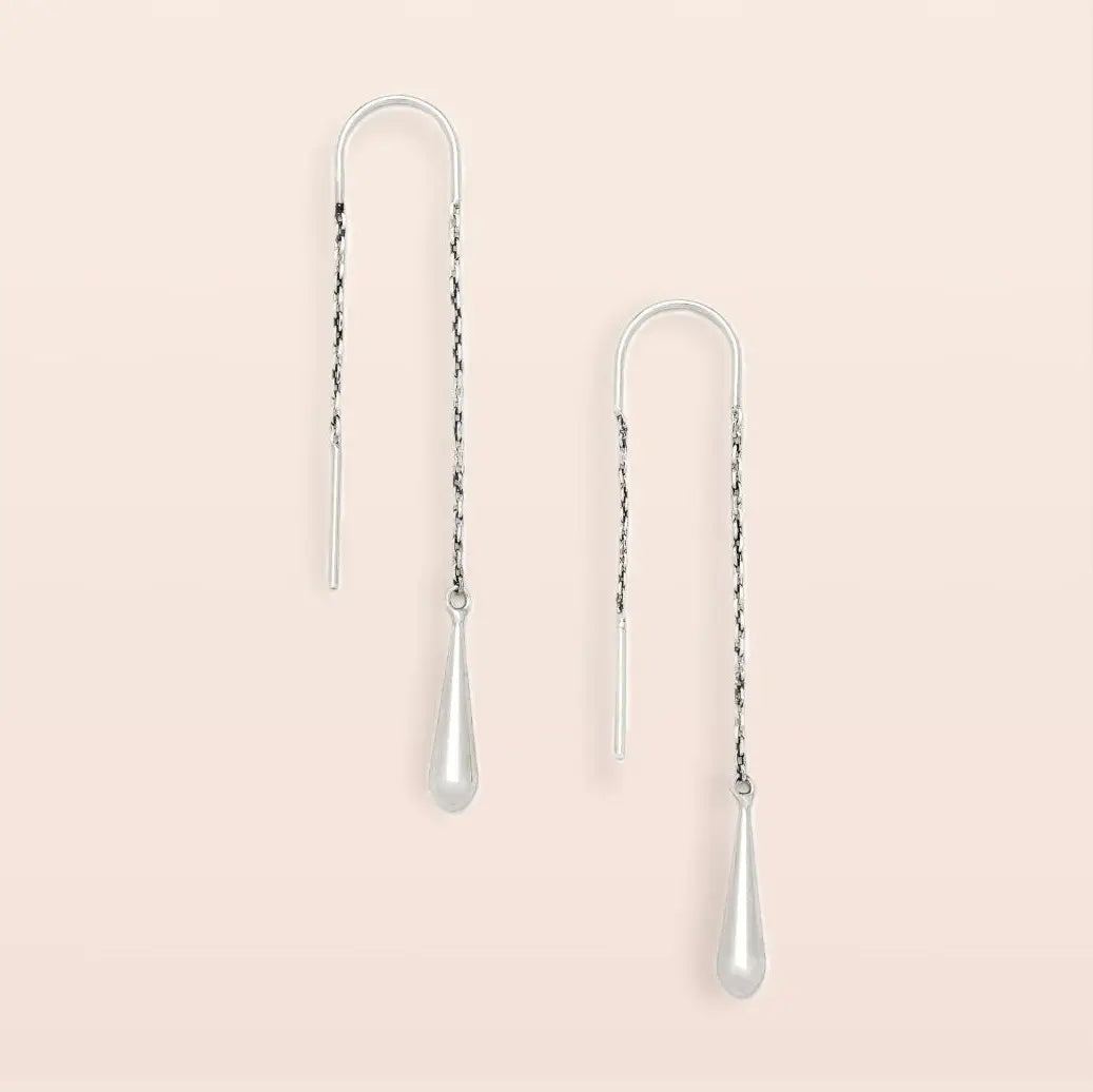 Refined Earring Collection - Teardrop Threader/Silver