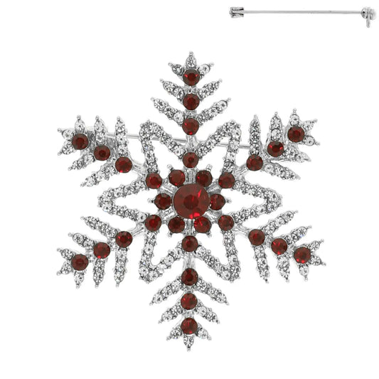 Christmas Snowflake Shaped Brooch Pin-Red