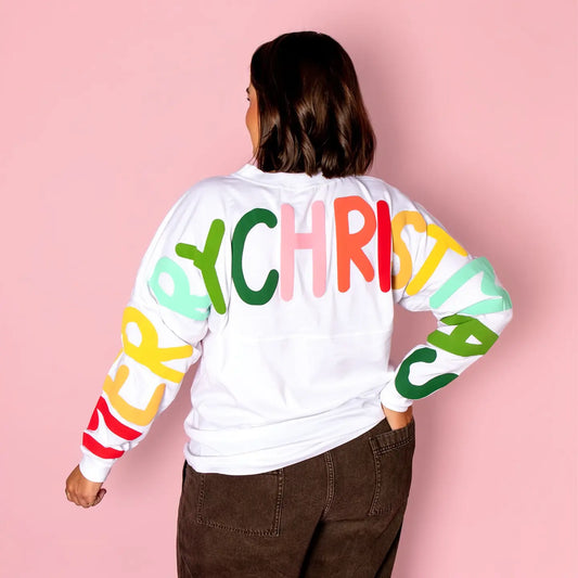 Merry Christmas Puff Print Dolman Long-Sleeve Tee