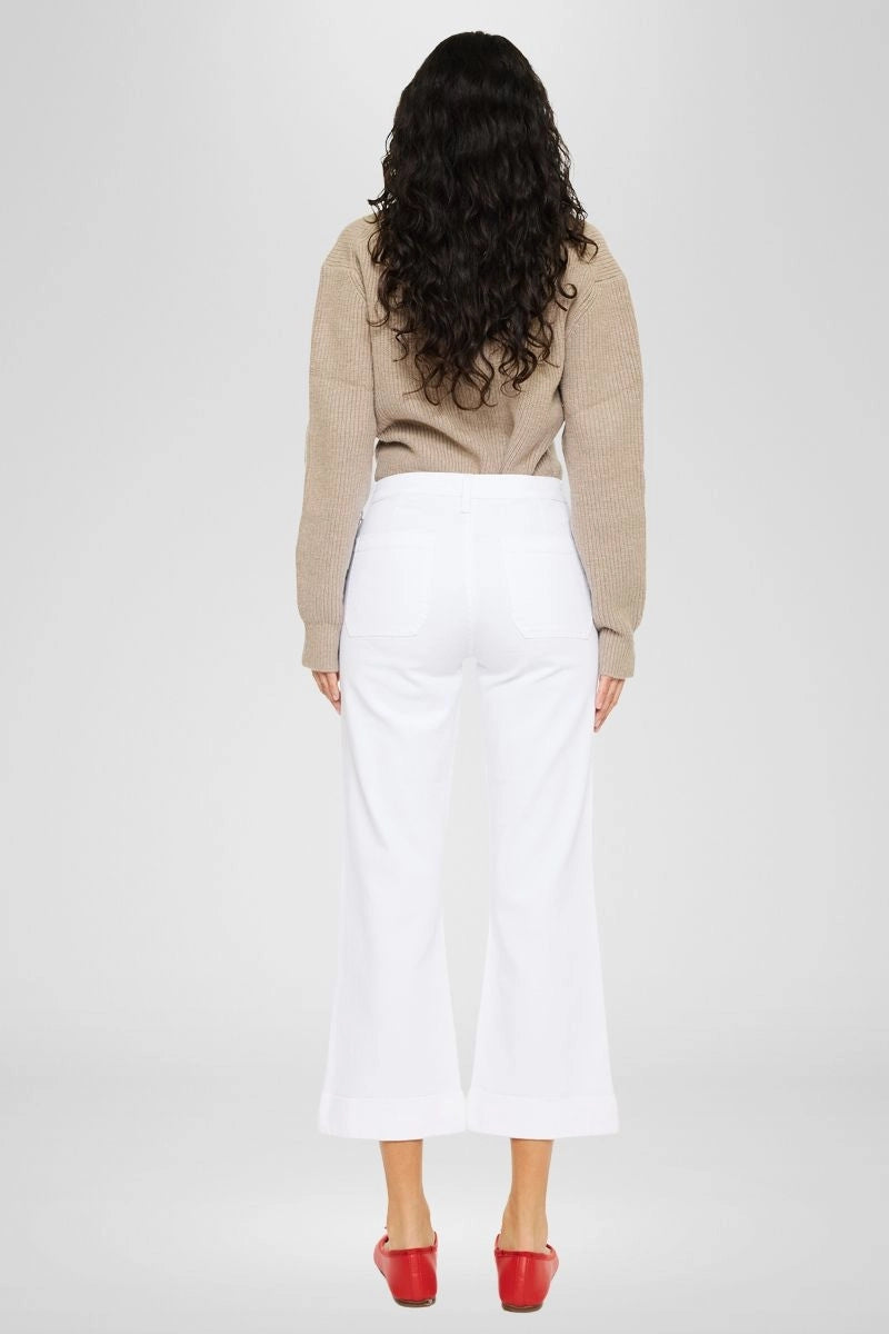 High Rise Relaxed Cropped Flare JEANS-White